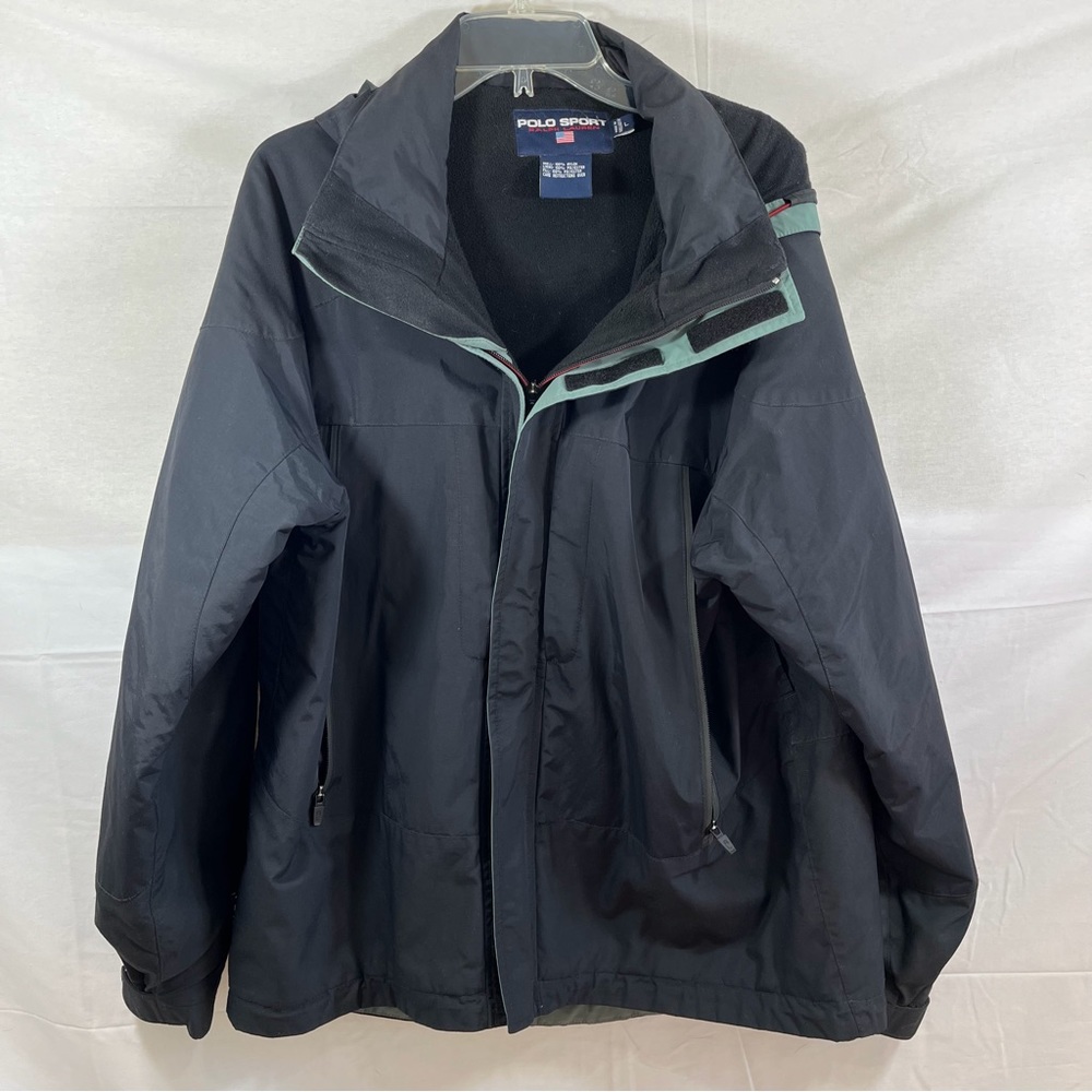 Polo Ralph Lauren Vintage Polo Sport Hooded Fleece Lined Blue Size Large